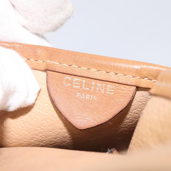 CELINE Macadam Canvas Shoulder Bag PVC Beige Gold Auth BA1292