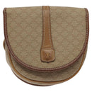 CELINE Macadam Canvas Shoulder Bag PVC Beige Gold Auth BA1292-2