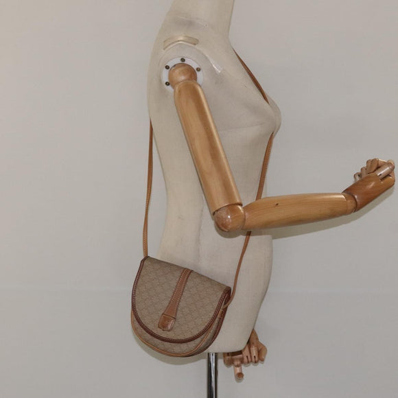 CELINE Macadam Canvas Shoulder Bag PVC Beige Gold Auth BA1292
