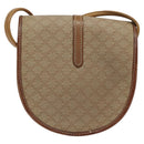 CELINE Macadam Canvas Shoulder Bag PVC Beige Gold Auth BA1292-3