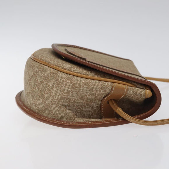 CELINE Macadam Canvas Shoulder Bag PVC Beige Gold Auth BA1292