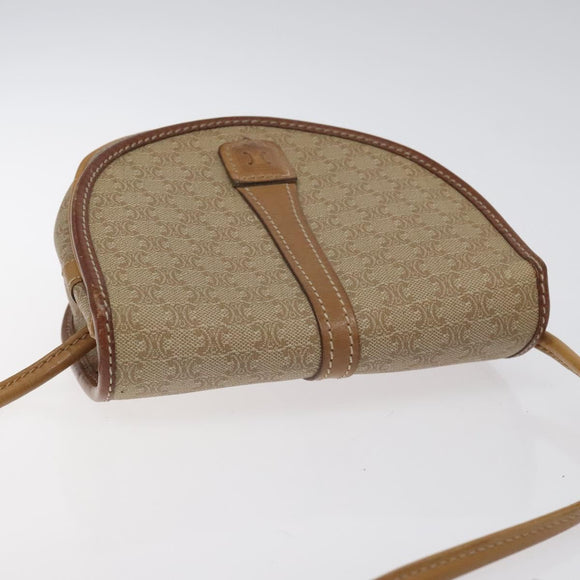 CELINE Macadam Canvas Shoulder Bag PVC Beige Gold Auth BA1292
