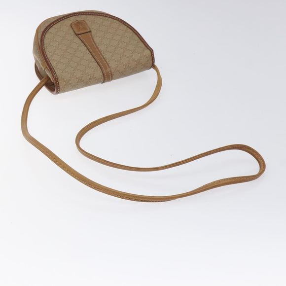 CELINE Macadam Canvas Shoulder Bag PVC Beige Gold Auth BA1292
