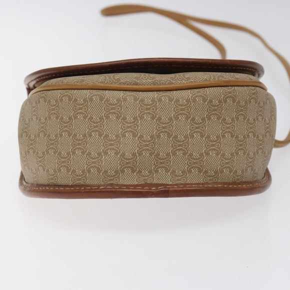 CELINE Macadam Canvas Shoulder Bag PVC Beige Gold Auth BA1292