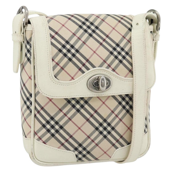 BURBERRY Nova Check Shoulder Bag Canvas Ivory Silver Auth BA12921