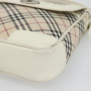 BURBERRY Nova Check Shoulder Bag Canvas Ivory Silver Auth BA12921-10