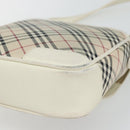 BURBERRY Nova Check Shoulder Bag Canvas Ivory Silver Auth BA12921-12