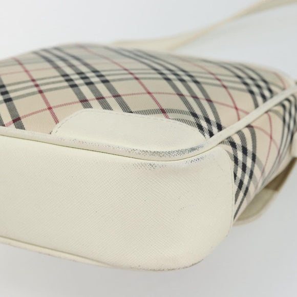 BURBERRY Nova Check Shoulder Bag Canvas Ivory Silver Auth BA12921