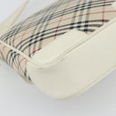 BURBERRY Nova Check Shoulder Bag Canvas Ivory Silver Auth BA12921-13