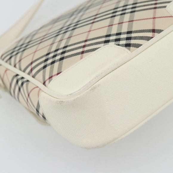 BURBERRY Nova Check Shoulder Bag Canvas Ivory Silver Auth BA12921