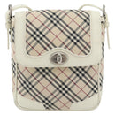 BURBERRY Nova Check Shoulder Bag Canvas Ivory Silver Auth BA12921-2