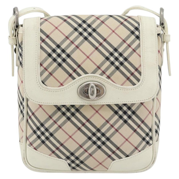BURBERRY Nova Check Shoulder Bag Canvas Ivory Silver Auth BA12921