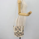 BURBERRY Nova Check Shoulder Bag Canvas Ivory Silver Auth BA12921-23
