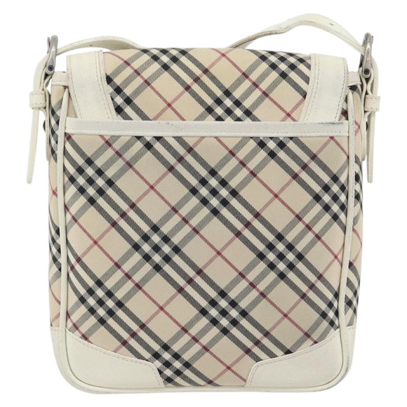 BURBERRY Nova Check Shoulder Bag Canvas Ivory Silver Auth BA12921