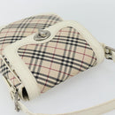 BURBERRY Nova Check Shoulder Bag Canvas Ivory Silver Auth BA12921-6
