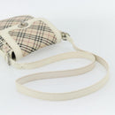 BURBERRY Nova Check Shoulder Bag Canvas Ivory Silver Auth BA12921-7