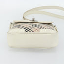 BURBERRY Nova Check Shoulder Bag Canvas Ivory Silver Auth BA12921-9