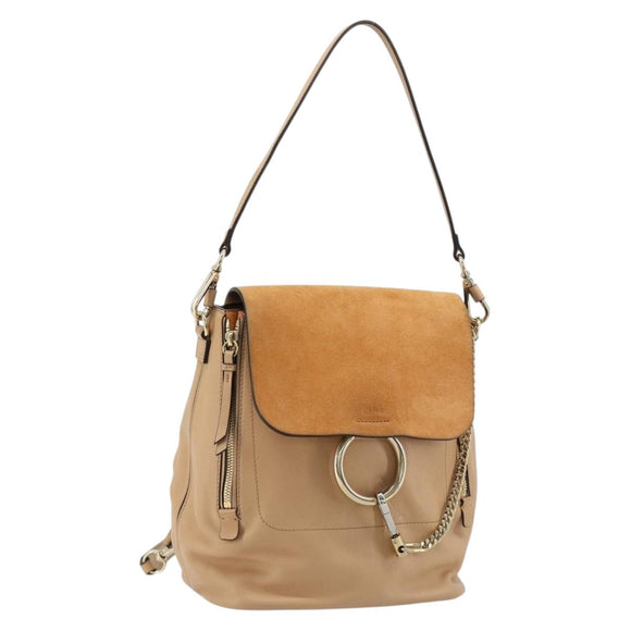 Chloe Fay Backpack Suede Beige Gold Auth BA12922