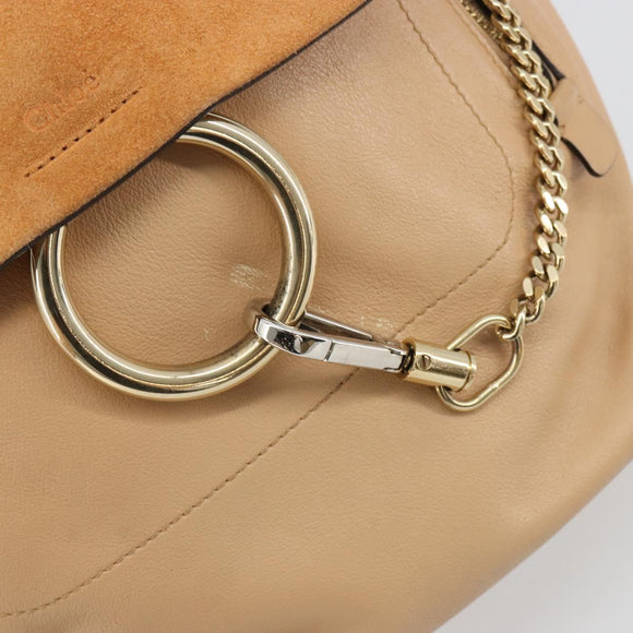 Chloe Fay Backpack Suede Beige Gold Auth BA12922