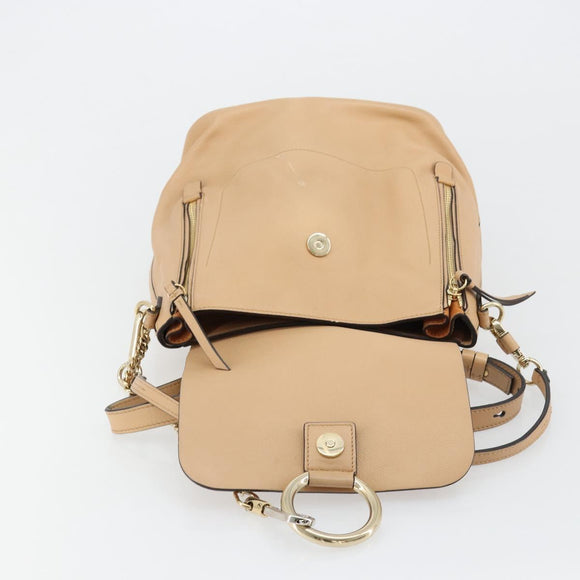 Chloe Fay Backpack Suede Beige Gold Auth BA12922