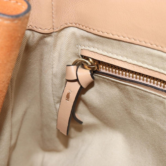 Chloe Fay Backpack Suede Beige Gold Auth BA12922