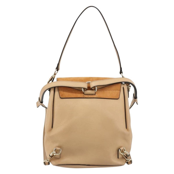 Chloe Fay Backpack Suede Beige Gold Auth BA12922