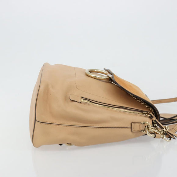 Chloe Fay Backpack Suede Beige Gold Auth BA12922