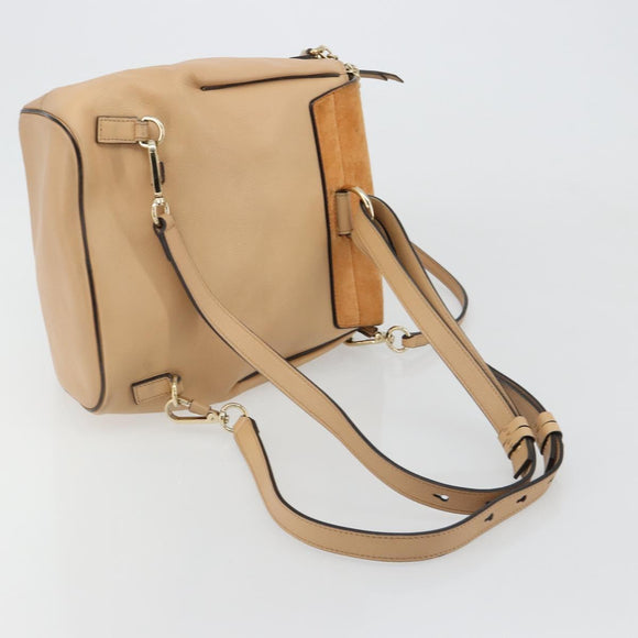 Chloe Fay Backpack Suede Beige Gold Auth BA12922