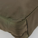 PRADA Draagtas Nylon Khaki Zilver Auth BA12923-16