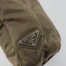 PRADA Draagtas Nylon Khaki Zilver Auth BA12923-10