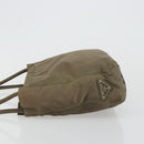 PRADA Draagtas Nylon Khaki Zilver Auth BA12923-4