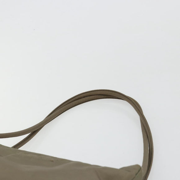 PRADA Draagtas Nylon Khaki Zilver Auth BA12923