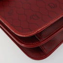 Christian Dior Honeycomb Canvas Shoulder Bag PVC Red Gold Auth BA12924-14