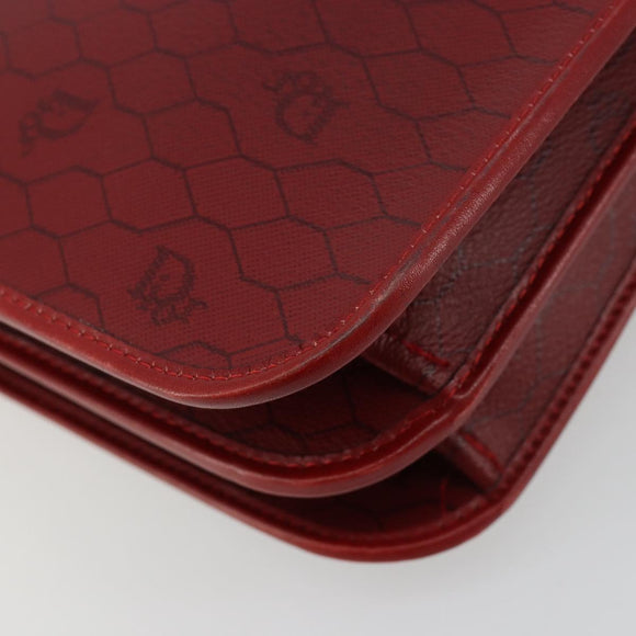 Christian Dior Honeycomb Canvas Shoulder Bag PVC Red Gold Auth BA12924