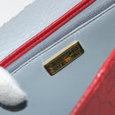 Christian Dior Honeycomb Canvas Shoulder Bag PVC Red Gold Auth BA12924-18
