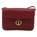 Christian Dior Honeycomb Canvas Shoulder Bag PVC Red Gold Auth BA12924-13