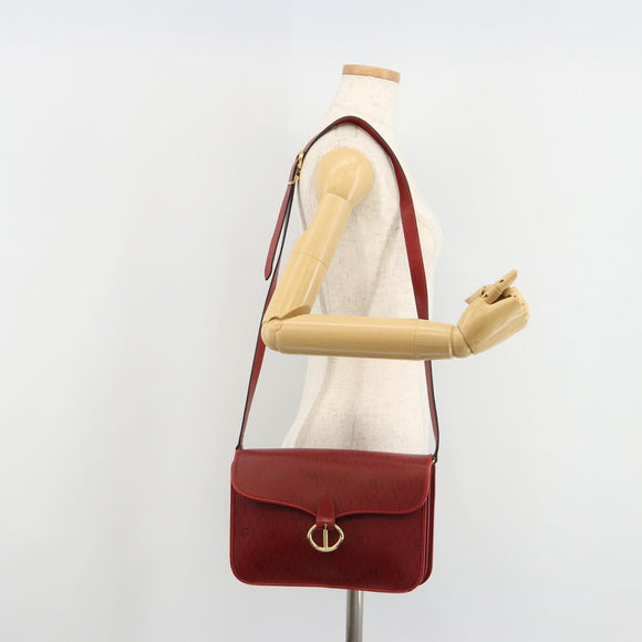 Christian Dior Honeycomb Canvas Shoulder Bag PVC Red Gold Auth BA12924