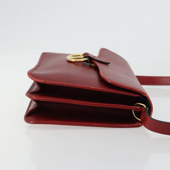 Christian Dior Honeycomb Canvas Shoulder Bag PVC Red Gold Auth BA12924