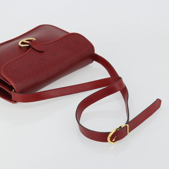 Christian Dior Honeycomb Canvas Shoulder Bag PVC Red Gold Auth BA12924