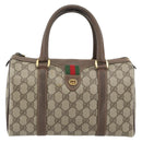 GUCCI GG Supreme Web Sherry Line Bag PVC Beige Gold 40 02 006 Auth BA12926-13