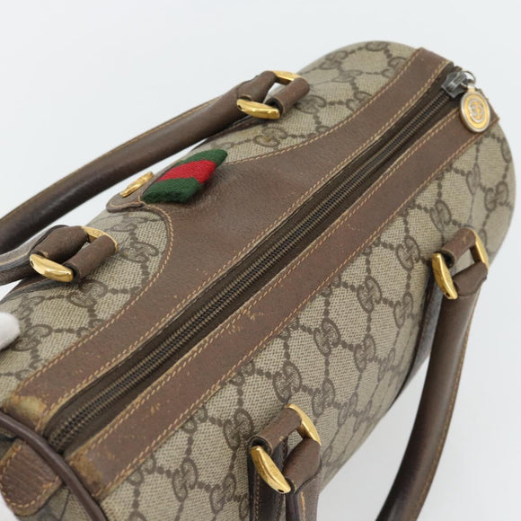 GUCCI GG Supreme Web Sherry Line Bag PVC Beige Gold 40 02 006 Auth BA12926