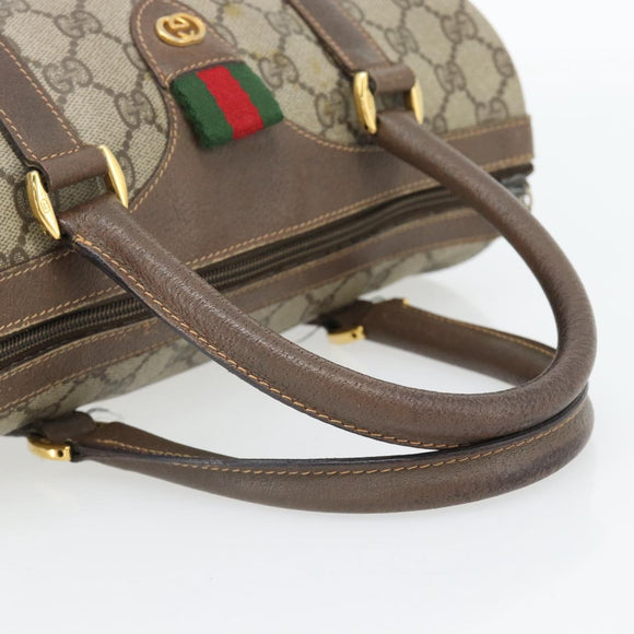 GUCCI GG Supreme Web Sherry Line Bag PVC Beige Gold 40 02 006 Auth BA12926