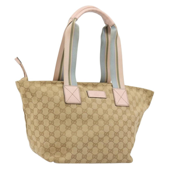 GUCCI GG Canvas Sherry Line Hand Bag Beige Gold 131230 Auth BA12928