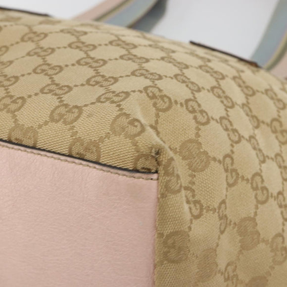 GUCCI GG Canvas Sherry Line Hand Bag Beige Gold 131230 Auth BA12928