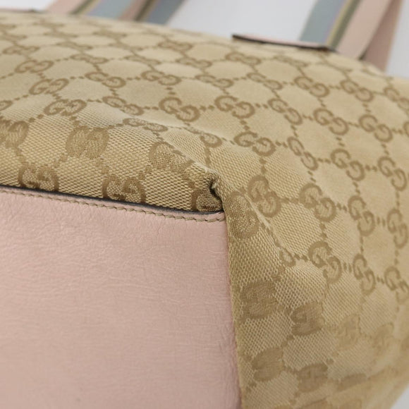 GUCCI GG Canvas Sherry Line Hand Bag Beige Gold 131230 Auth BA12928