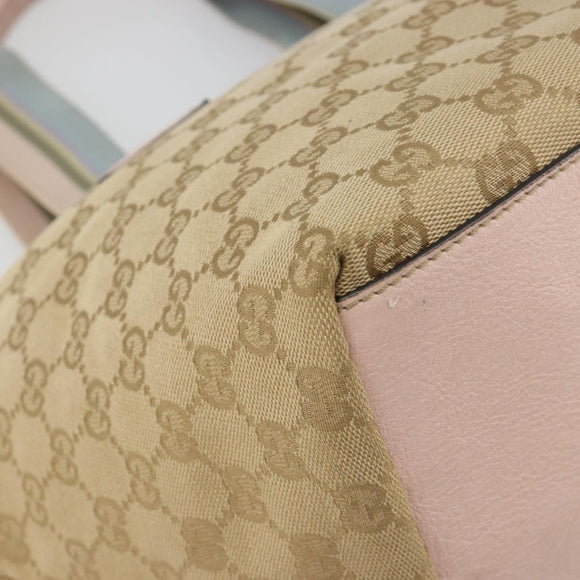 GUCCI GG Canvas Sherry Line Hand Bag Beige Gold 131230 Auth BA12928