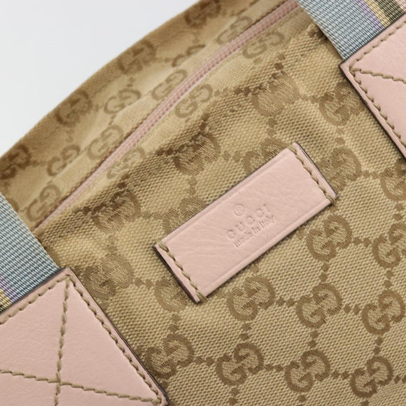GUCCI GG Canvas Sherry Line Hand Bag Beige Gold 131230 Auth BA12928