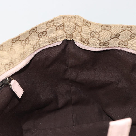 GUCCI GG Canvas Sherry Line Hand Bag Beige Gold 131230 Auth BA12928