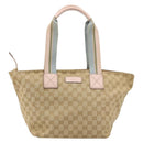 GUCCI GG Canvas Sherry Line Hand Bag Beige Gold 131230 Auth BA12928-13