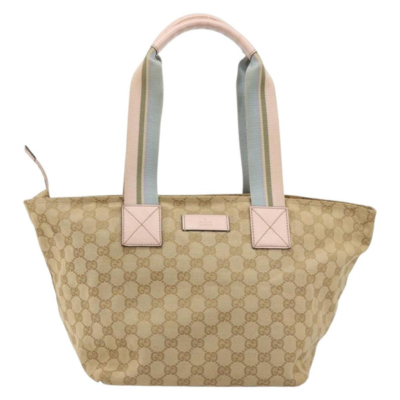 GUCCI GG Canvas Sherry Line Hand Bag Beige Gold 131230 Auth BA12928
